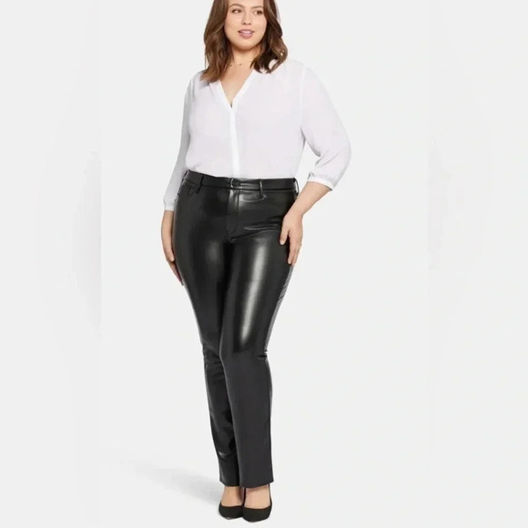 NYDJ Pants - NYDJ NEW Faux Leather Marilyn Straight Pants In Plus Size 14w NWT